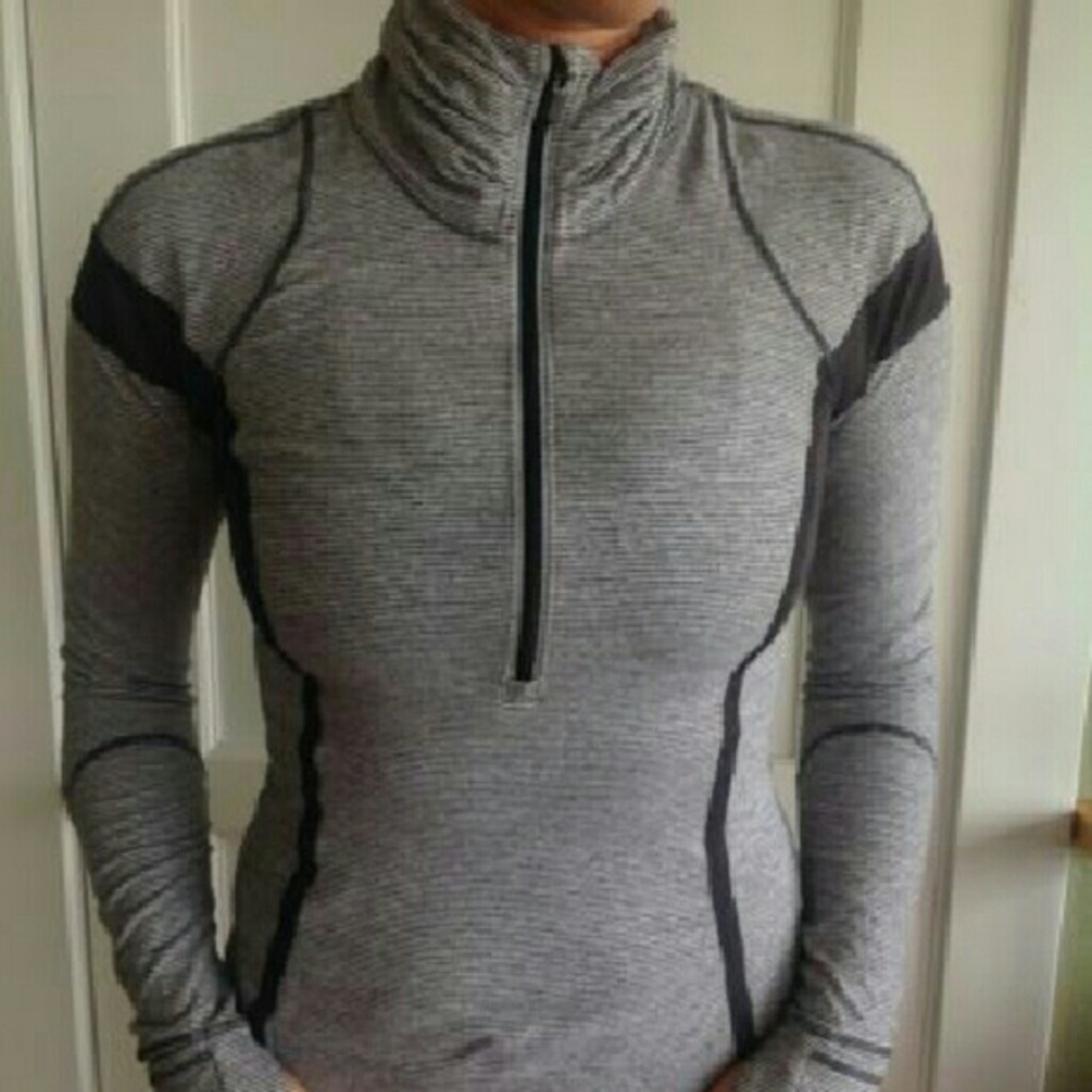 lululemon athletica Gray Long-Sleeve‎ Quarter-Zip Top with Black Accents